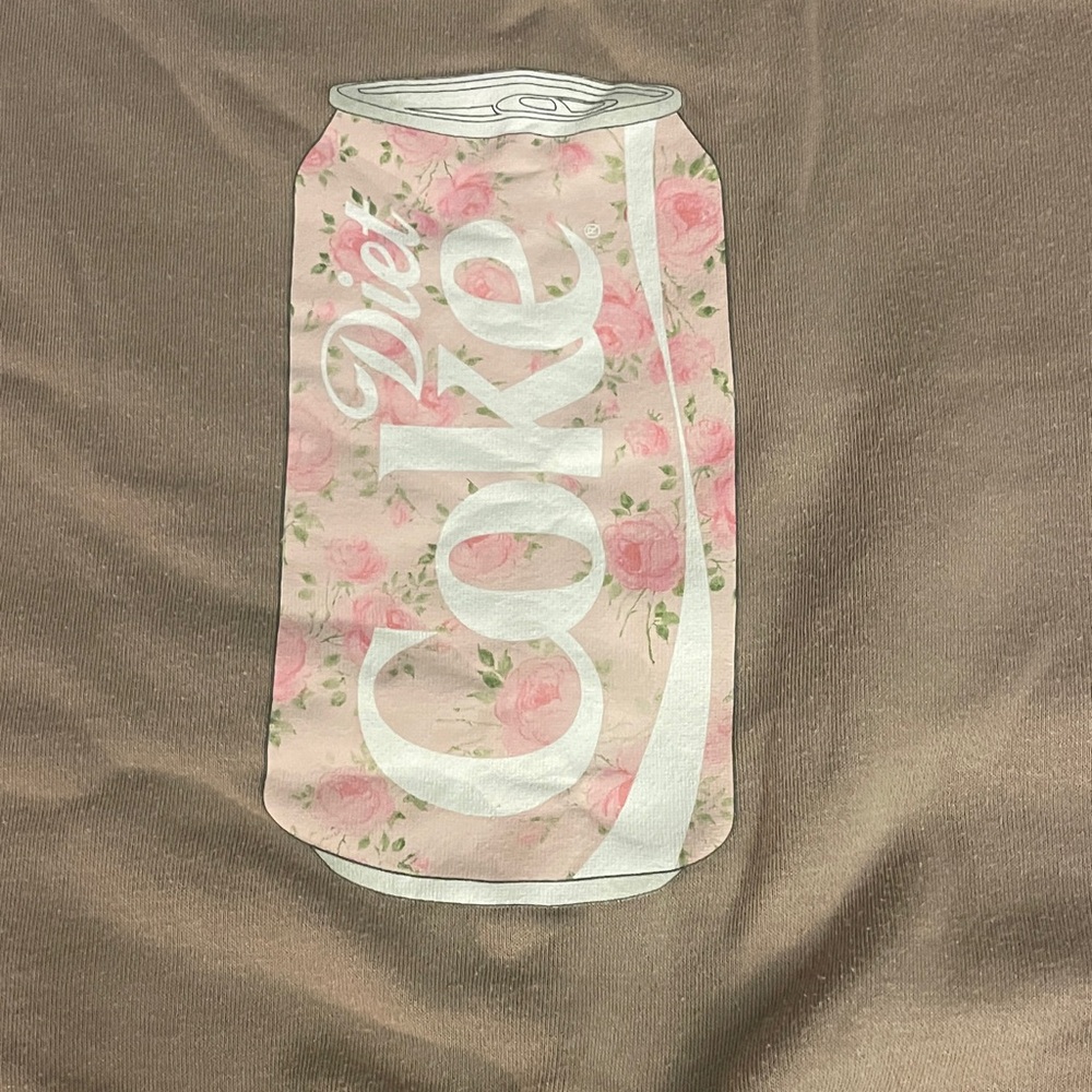Coca Cola- tan cropped oversized sweatshirt with floral graphic and embroidery - Picture 3 of 13